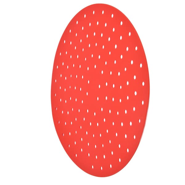 20 cm rund silikon dampbåtmatte, sklisikker non-stick frityrgrytematte, rød