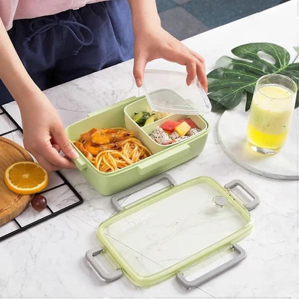 Bento Lunch Box for Adults, 1200ml PP5 Food Container with Removable Compartments, Leak-Proof for Work, School, Travel, Green