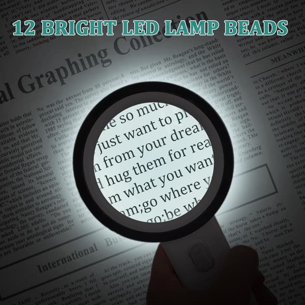 Magnifying Glass with Light, 30x High Magnification Handheld Magnifier