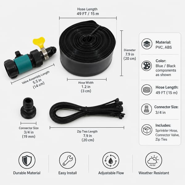 15 meter studsmatta sprinkler slang, utomhus trädgård vattenlek kylsystem för barn (blå) Blå 15m Blue 15m