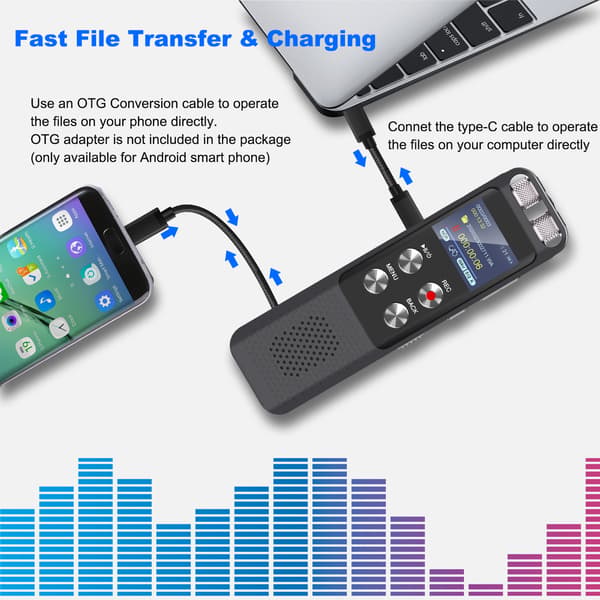 L87 Digital Stemmeopptaker med USB-lading for forelesninger og møter 8GB