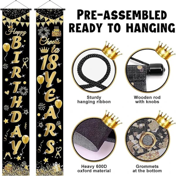 18th Birthday Decoration Kit with Banner, Balloons and Tablecloths