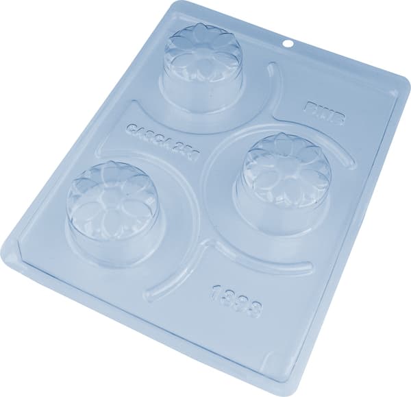 Pralinform Blomst Kuppel Sjokoladeform - BWB 1393 - Spesiell 3-delt form Transparent transparent