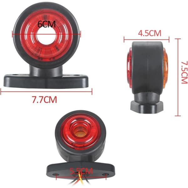 x 16 LED Sidemarkeringslys 12/24V Trailer Sidelys Dobbeltsidet Advarselslampe Gul Hvid til Lastbil Autocamper Campingvogn