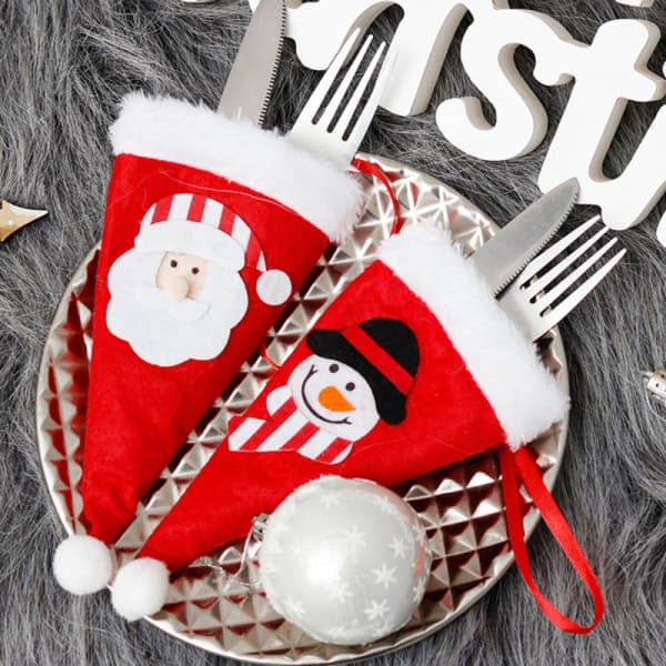 12 stk julebestikkdekorasjon, nisselue bestikkpose