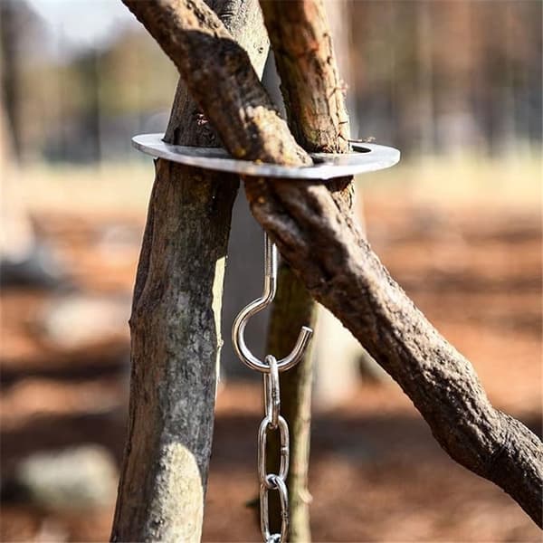Campingstativbräda, Förvandla grenar till lägereldsstativ, Stödplatta för lägereld i rostfritt stål