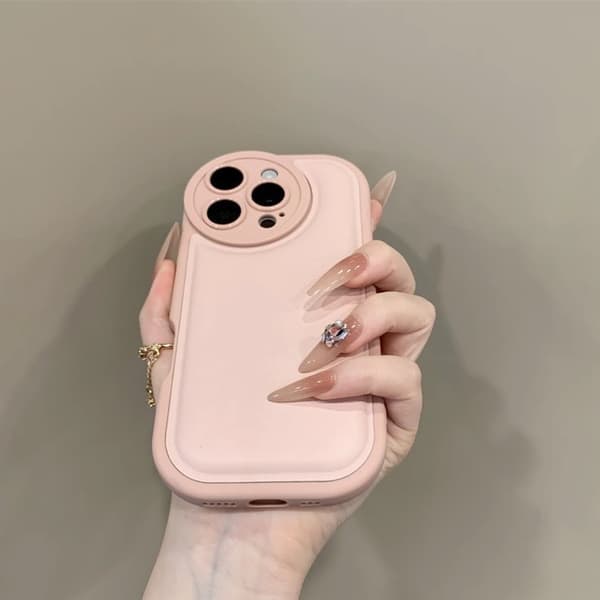 Light Pink Matte Soft Silicone Case with Raised Camera Lens Protection Shockproof Cover Compatible with Large Multi-Lens Smartphones