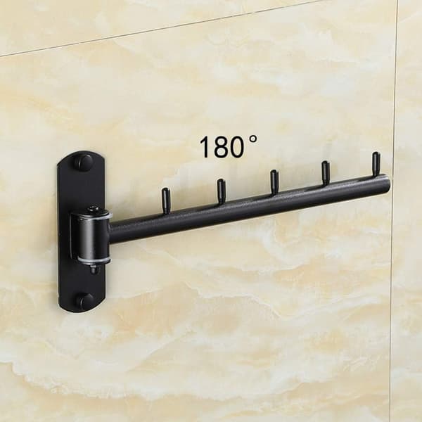 Stainless Steel Swing Arm Clothes Hanger, Wall Mounted Clothes Rack with 5 Hooks