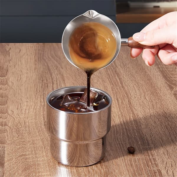Koncentreret kaffekop mælkekande 120ml, rustfrit stål dobbelt tud