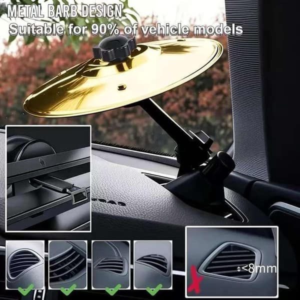 Bilventilcymbaler, Clip-On Mini Trommecymbaler, til alle biler og lastbiler, guld og sølv