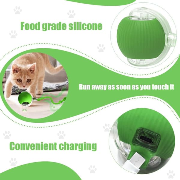 Electric Cat Toy Ball Smart Automatic Rolling Interactive Rechargeable for Play and Interaction_yu
