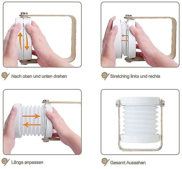 Foldable Table Lamp, Child-Safe Night Light Portable Desk Bedside Lamp Touch Control for Bedroom Lamps, 3 Modes