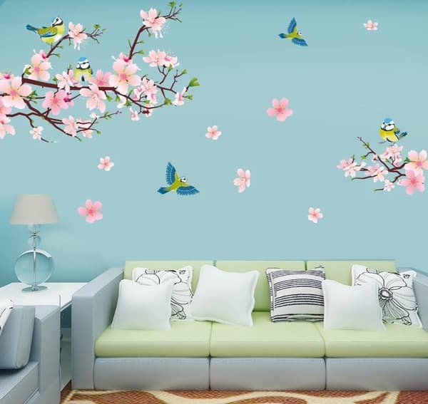 4 kpl seinätarroja (250x150cm) I Tarra Seinätarra Ruusut Ch