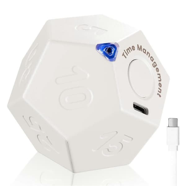 Timer Roterende Dodekaeder - Oppladbar Timer Lyd Vibrere Lys Alarm Flip Timer 1 3 5 10 15 20 25