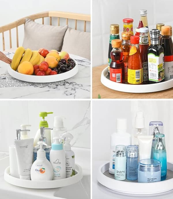 2-pack Refrigerator Organizer, 25 cm Rotating Plate Refrigerator, Kitchen Organizer, Rotating Spice Rack