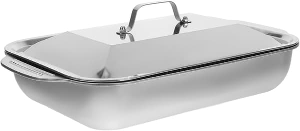 Rostfri djup ugnsform 41x24x8cm rektangulär grillplåt med lock 2-delat set
