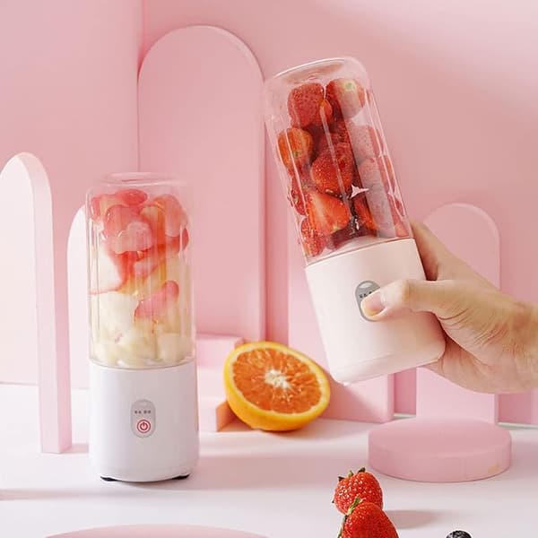 (White) Juice Mixer Small Fruit Juice Mixer Juicer Portable USB Rechargeable 500ml