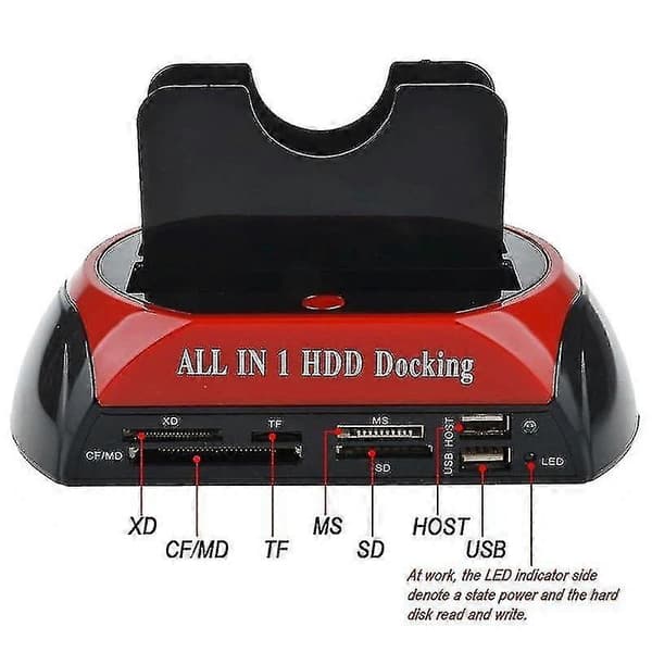 Harddiskdockingstation Dobbelt Slot USB 3.0 til SATA IDE HDD Dockingstation med kortlæser til 2.5 3.5 tommer IDE