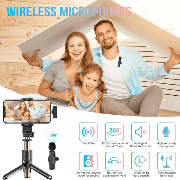 Trådlös Mikrofon för Typ-C, Iphone Ipadport, Plug & Play Trådlös Lavaliermikrofon med 2 Mikrofoner