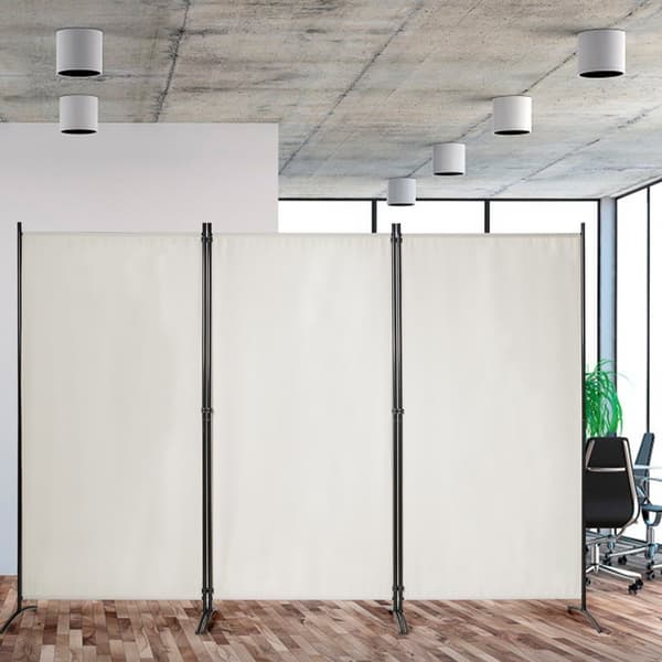 3-panels rumdeler med justerbare glasunderlag og robuste hængsler og stålbase Beige