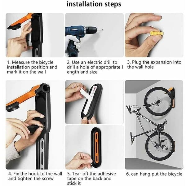 Wall-mounted bike rack for 2 bikes with rubber coating, for indoor and outdoor use
