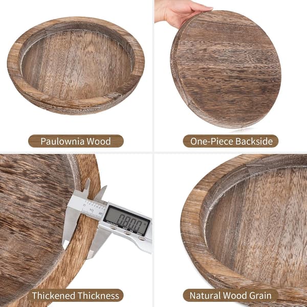 Round Decorative Candle Tray, Rustic Table for Christmas, Wedding, Halloween, Home Decor (Distressed)