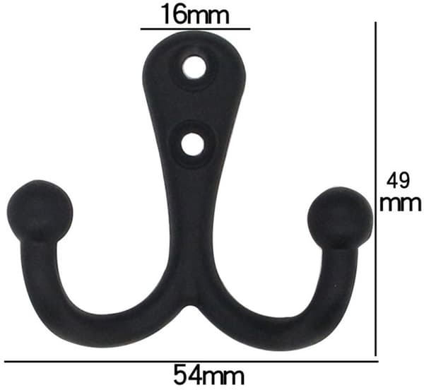 6 kpl - 54*49mm - Koukku - Vaatekoukku - Retro tuplavaatekoukut - Seinäkoukku - Metallikoukku