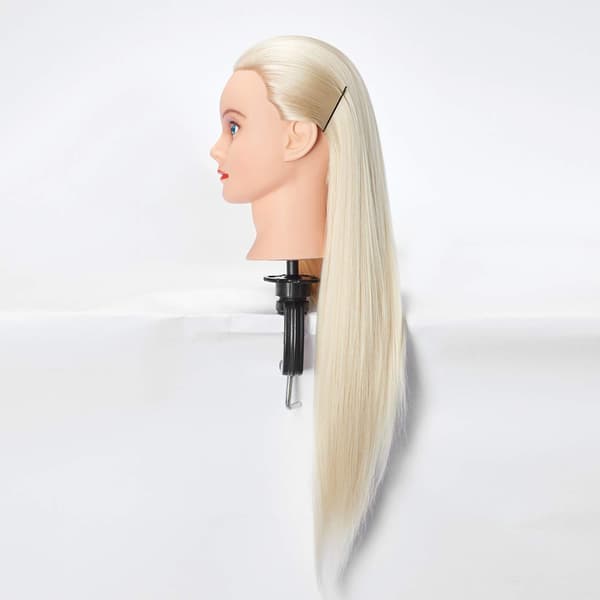Salong Øvelseshode Treningshode Frisør Mannekenghode med Klemme 20\"26tommer Blond