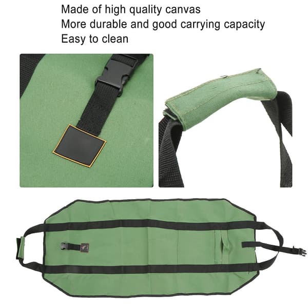 Bærbar Vedkurv - Stor Kapasitet Canvas Holder for Grønn Ved