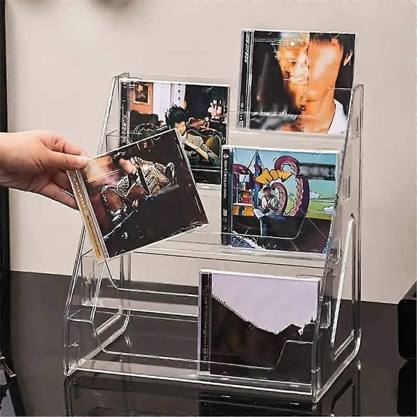 5-Layer CD Rack, Album Display Stand, Transparent Cassette Storage Rack (FMY) Transparent Transparent