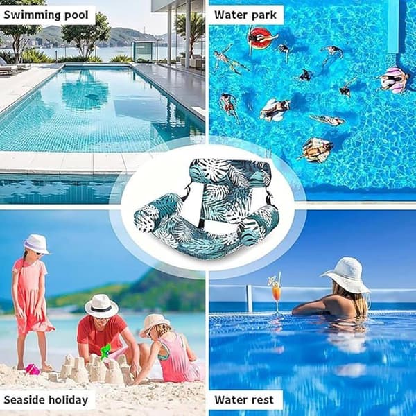 2-in-1 Floating Pool Hammock with Pump - Foldable Inflatable PVC Mattress for Adults for Beach and Sunbathing - Green