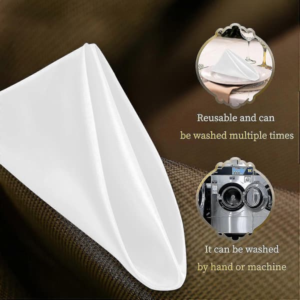 12 White Fabric Napkins 30 x 30 cm Polyester Washable and Reusable Table Napkins for Wedding, Banquet, Home
