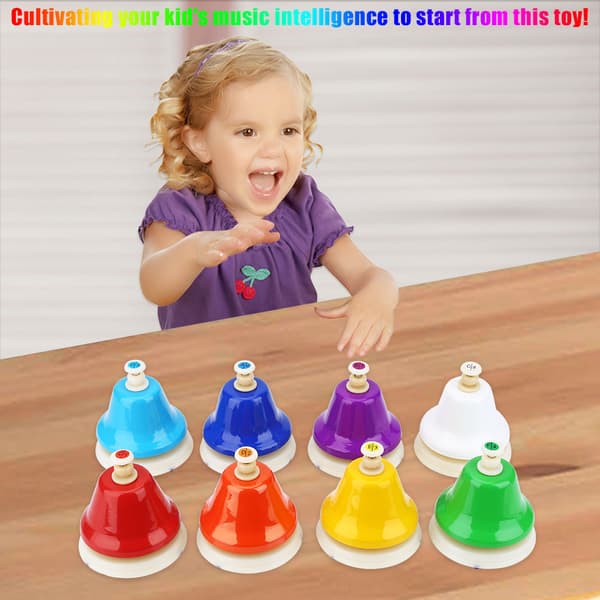8-note colorful hand bells set musical instrument toy for kids