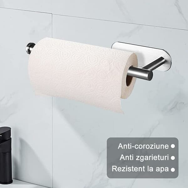 Wall-mounted paper towel holder, 33.6 cm, stainless steel, silver