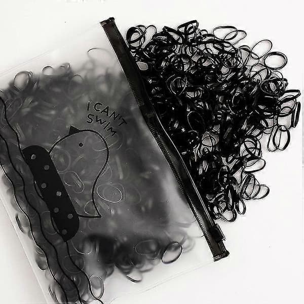 1000 stk Sorte Elastiske Hårbånd, Små Hårelastikker, Bløde Mini Hårelastikker