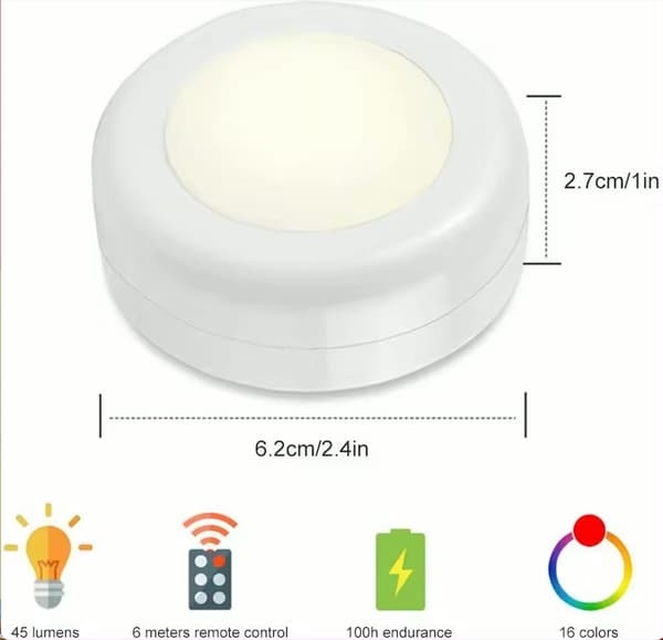6 Pack LED Spotlights with 2 Remote Controls, RGB Design - Multicolor
