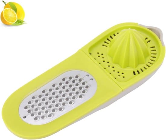 2-in-1 Citrus Juicer and Grater - Grater with Collection Container - Manual Lemon Squeezer - Compact Fruit Press - Fruit Juicer - Convenient