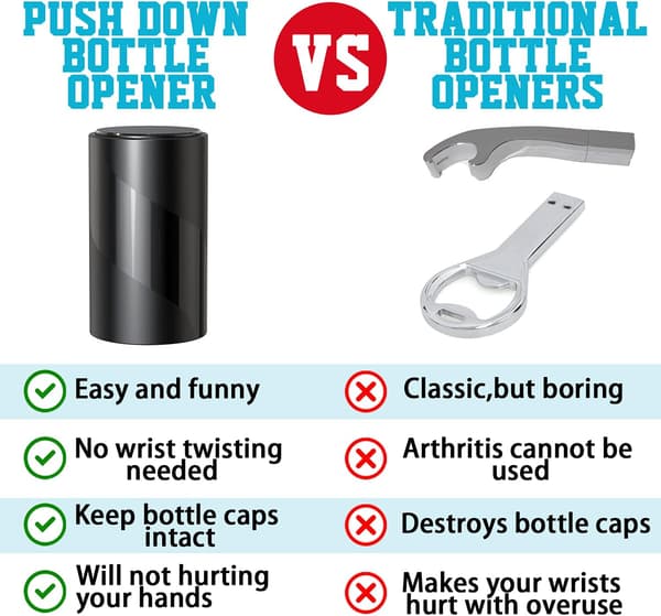 2-PAK Push Down-Pop Off Øloplukker med Magnetisk Kapsel