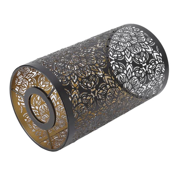 Metal Lampshade with Perforated Engraving, Cylindrical, Circular Pattern, E27 E26, Detachable, Decorative, Bedside Lamp