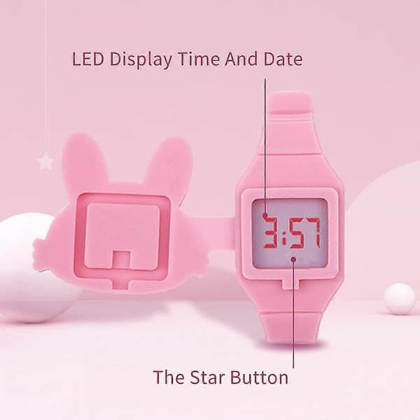 Barnklocka, Flickklocka Digital Söt Form LED Mode Silikonarmband Clamshell Design Armbandsur Flicka