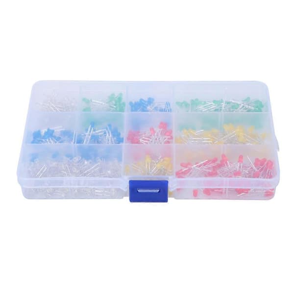 500 pcs Blue/Yellow/Red/Green/White 3mm Round LED Light Diode Kit with Box