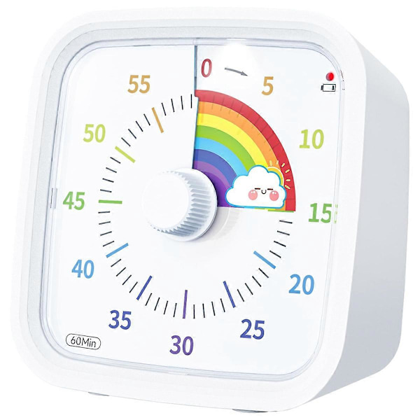 60 Minuters Visuell Timer med Skyddsfodral, Vit