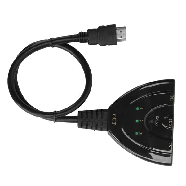 3-ingångs 1-utgångs HD Multimedia Interface-omvandlare 4K-växlare Hub Box Splitter med kabel