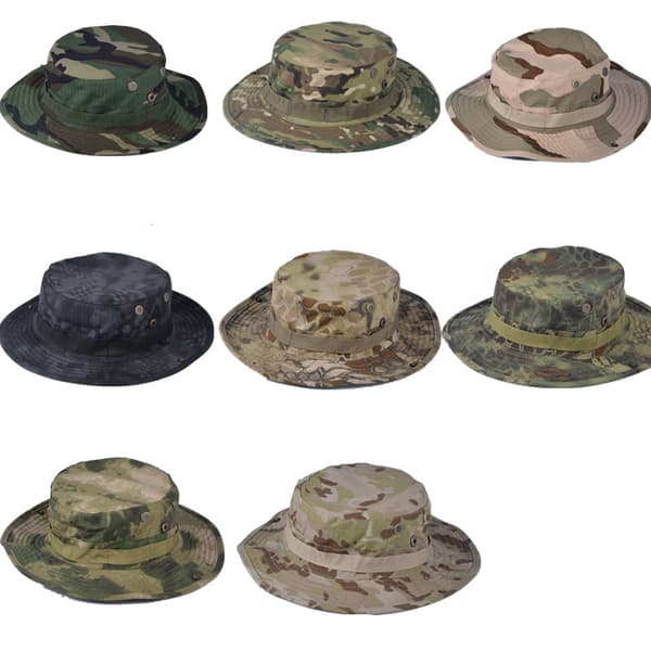 Udendørs Camouflage Boonie Hat Tyk Militær Taktisk Kasket Til Jagt Camping (Sort)