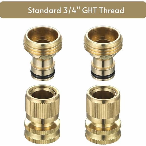 Snabbkoppling Trädgårdsslang - Snabbkopplingar Trädgårdsslang, Massiv Mässing Vattenslang Snabbkoppling, 3/4 \" GHT, 2-pack