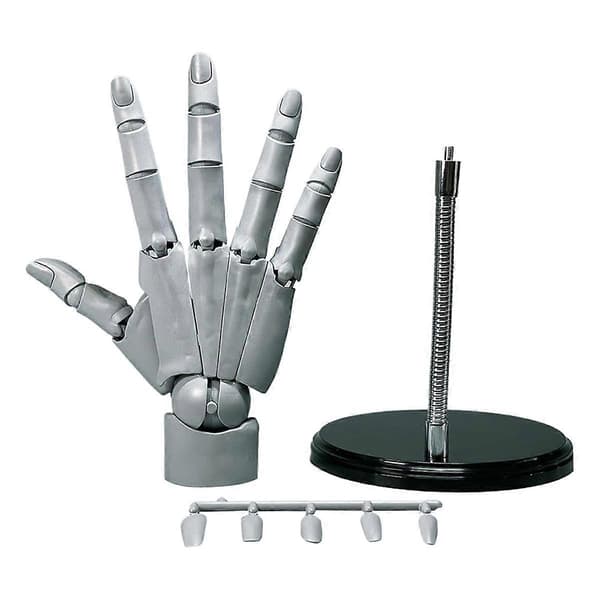 Håndmodel 1:1 Articuleret Mannequinhånd Bevægelig Led+Base DIY PVC ABS Håndmodel til Tegning, Maling, Skitsering B