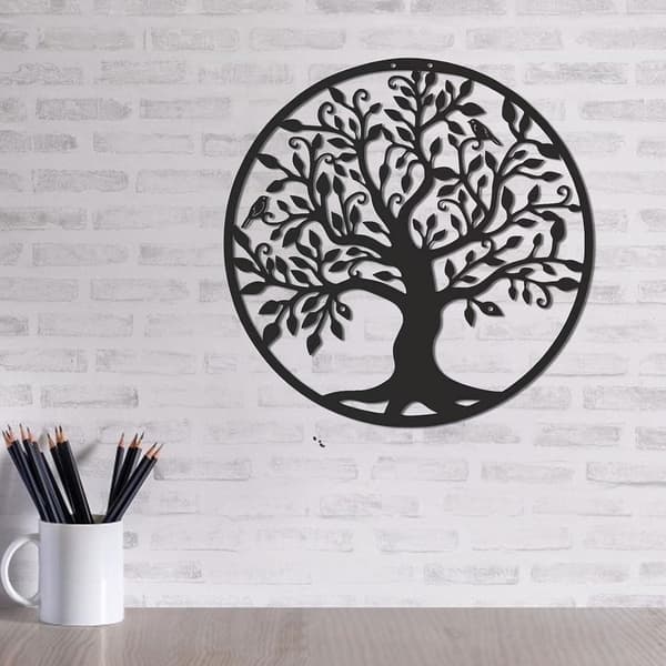 ##/Jerntræ Vægdekoration Fugle Træskulptur 35x35cm##/