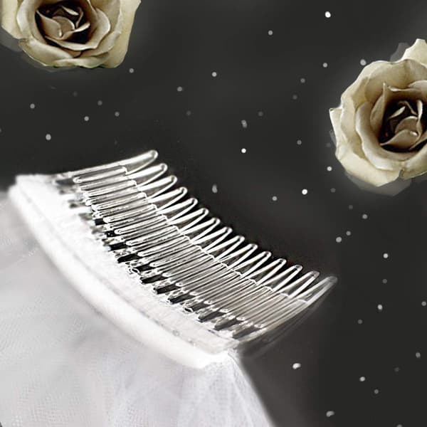 White Bridal Veil, 2-Layer Waterfall Wedding Veil with Comb for Ba