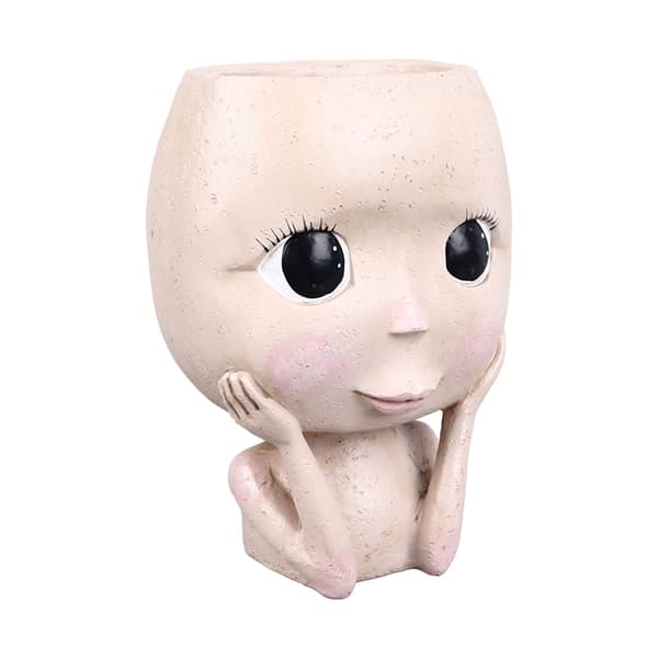 Large Resin Face Pot, Creative Head Planters for Succulents with Drainage Hole for Herbs Cacti