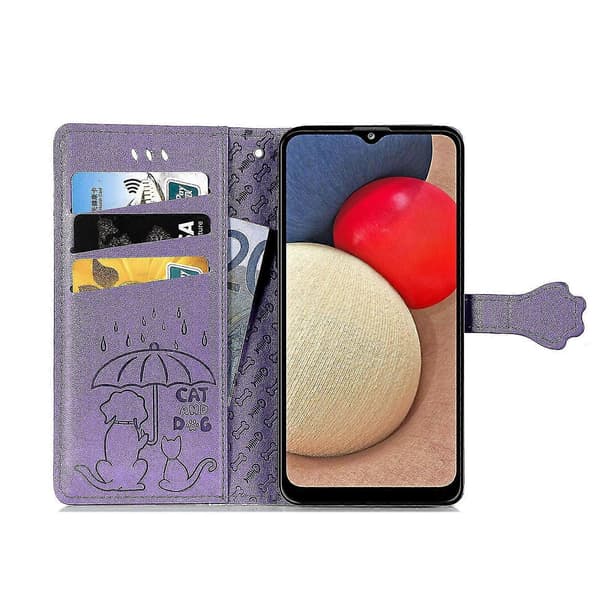 Etui til Samsung Galaxy A02s med foldbart mønster - Lilla SZJG240313